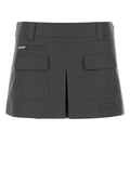 Miu Miu Women Charcoal Poplin Mini Skirt