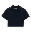 Miu Miu Women Navy Blue Cotton Oversize Polo Shirt
