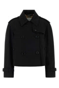 Burberry Women Black Cotton Myfair Trench Coat