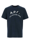 A.P.C. Men Navy Blue Cotton T-Shirt