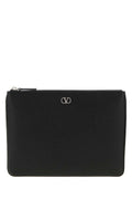 Valentino Garavani Men Black Leather Vlogo Signature Clutch
