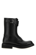Alexander Mcqueen Women Black Leather Biker Boots