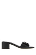 Fendi Women Black Leather Baguette Mules