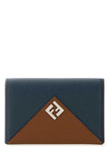 Fendi Men Navy Blue Leather Card Holder