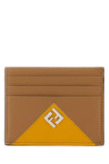 Fendi Men Beige Leather Card Holder