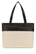 Bottega Veneta Men Two-Tone Leather And Canvas Intrecciato Shopping Bag