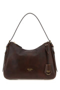 Prada Women Dark Brown Leather Shoulder Bag