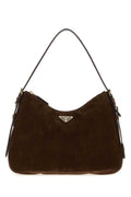 Prada Women Dark Brown Suede Shoulder Bag