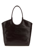 Miu Miu Women Dark Brown Ivy Leather Shopping Bag