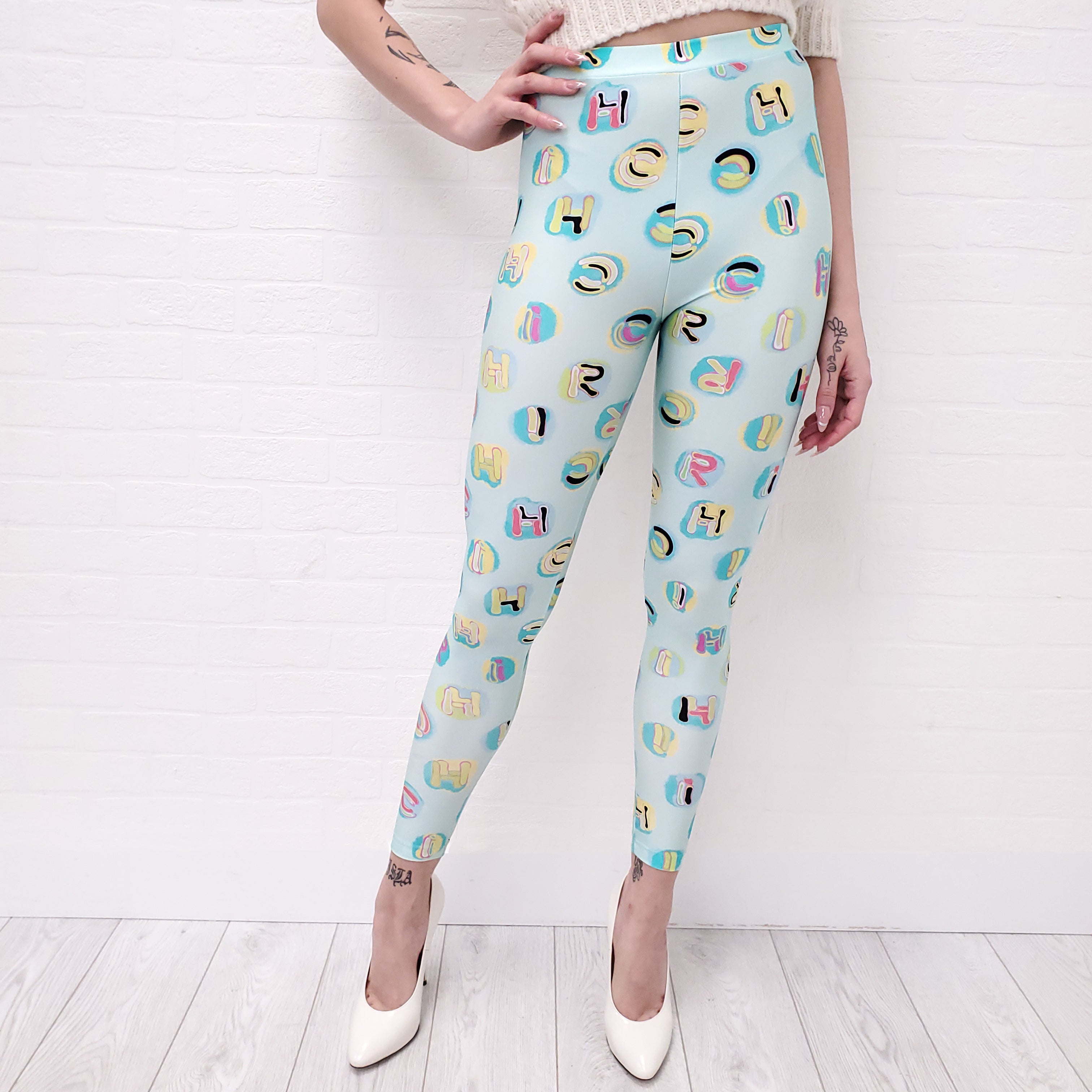 ALESSANDRA RICH GRAPHIC LEGGINGS - SIZE 38