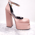 VERSACE CHAMPAGNE MEDUSA AEVITA SATIN PLATFORM PUMPS - SIZE 41 ($1325)