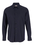 Valentino Men Blue Shirt With Classic Collar In Wool Blend Man