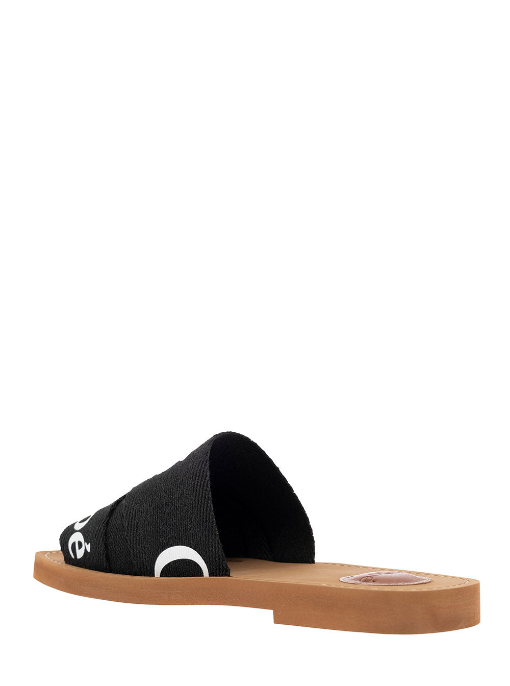 Chloé Women Chloé Woman's Black Canvas Sandals With Logo