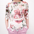 DOLCE & GABBANA SHEER FLORAL EYELET BLOUSE - SIZE 38