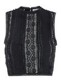 Charo Ruiz Women 'Asteria' Black Top With Embroidery Details And Semi-Transparent Design In Cotton And Tech Fabric Blend Woman
