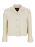 Gucci Women White Jacket With Notched Revers In Gg Canvas Woman