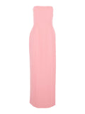 Solace London Women 'Anderson' Pink Long Dress With Bare Shoulder And Back Slit In Twill Woman