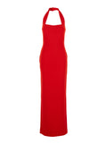 Solace London Women 'Ilona' Red Long Dress With Square Neckline In Twill Woman