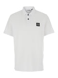 Stone Island Men White Polo With Classic Collar And Patch Logo On The Front In Stretch Cotton Men