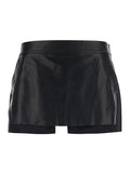 Rick Owens Women Miniskirt 'Fog' With Cut-Out On The Front And Zip Closure On The Back In Black Leather For Women