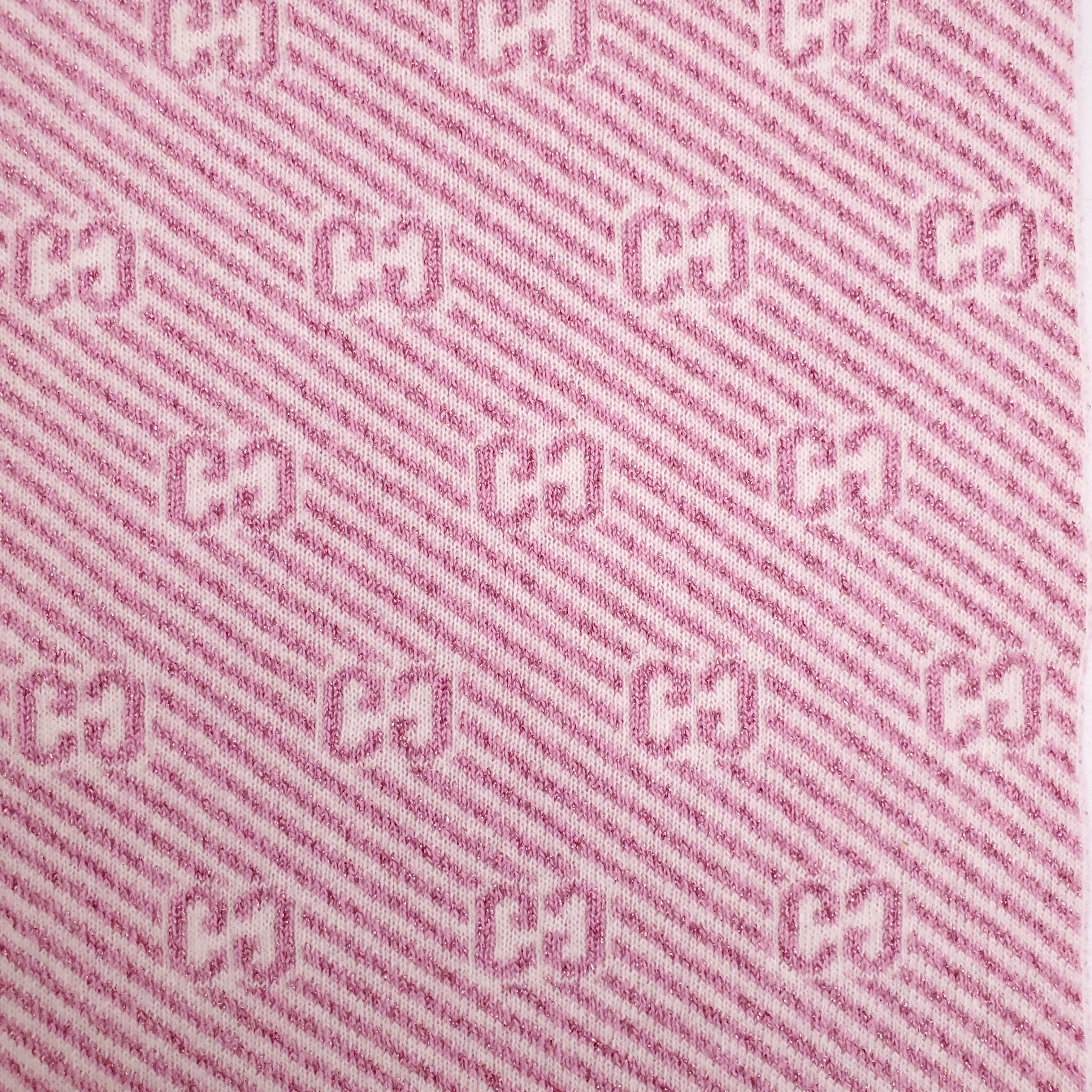 GUCCI PINK METALLIC STRIPE LOGO HAT AND SCARF - SIZE M