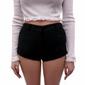 MIU MIU BLACK SEQUIN TWEED MINI SHORTS WITH LOGO - SIZE 42