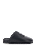 Givenchy Women Black Mules With Asymmetrical Design And Padded Leather Logo Women