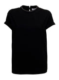 Brunello Cucinelli Women Brunello Cucinelli Woman's Black Cotton T-Shirt With Monile Crew Neck