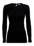 Brunello Cucinelli Women Black Long Sleeve T-Shirt With Round Neck And Monile Details In Cotton Women
