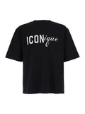 Dsquared2 Men Black T-Shirt With Round Neck And Logo On The Front In Cotton For Men