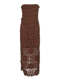 Rotate Women Brown Midi Dress With All-Over Floral Embroidery And Off Shoulder Design In Tech Fabric For Women