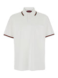 Gucci Men White Polo Shirt With Web Detail On Collar And Sleeves And Tone-On-Tone Logo Lettering On The Front In Cotton For Men