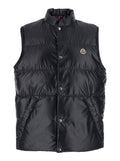 Moncler Men 'Restigo' Black Vest With Front Button Closure And Logo Patch On The Front In Tech Fabric Men