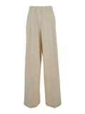 Dries Van Noten Women 'Pila' Beige Pants With Elasticated Waist And All-Over Striped Motif In Cotton For Women