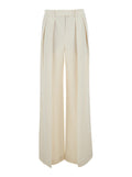 Brunello Cucinelli Women White Pants With Front Pleats And Wide Leg In Viscose And Linen Blend For Women