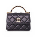 CHANEL MINI LEATHER CROSSBODY BAG WITH TOP HANDLE