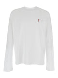 Ami Paris Men White Long-Sleeve T-Shirt With Logo On The Front In Cotton Man