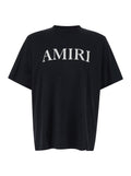 Amiri Men Black Crewneck T-Shirt With Logo Lettering Print On The Front In Cotton Man