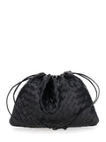 Bottega Veneta Women Shoulder Bag With Drawstring Closure And Intreccio Motif All-Over In Black Leather For Women