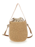 Chloé Women Handbag 'Woody' Small With Drawstring Closure In Raffia Beige Woman