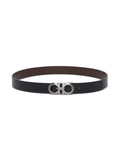 Ferragamo Men Bicolor Leather Belt With Gancini Buckle On The Front In Black And Brown For Men