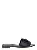 Dolce & Gabbana Women Black Leather Cut-Out Detail Slip-On Sandals For Women