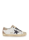 Golden Goose Women 'Superstar' White Low Sneakers With Glitter And Used Effect In Leather For Women