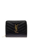 Saint Laurent Women Wallet With Cassandre Plate On The Front In Black Leather For Women