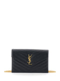 Saint Laurent Women Envelope Clutch 'Cassandre' With Chain Strap In Black Leather For Women