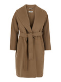 S Maxmara Women Coat With Shawl Lapels And Belt In Beige Wool For Women