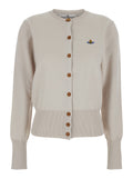Vivienne Westwood Women 'Bea' White Cardigan With Orb Embroidery In Cotton And Cashmere Woman
