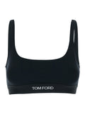 Tom Ford Women Black Bralette With Contrasting Logo Print In Modal Stretch Woman