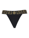 Versace Women High-Waisted 'Greca' Slip With Medusa Detail In Black Stretch Cotton For Women