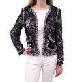 CHANEL S/S 2004 BLACK AND WHITE EYELET TWEED JACKET - SIZE 44